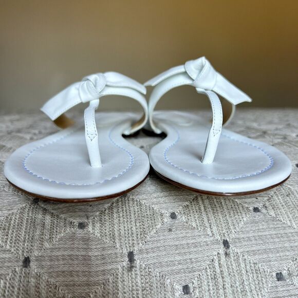 Alexandre Birman Clarita White Leather Bow Thong Sandal Shoes Women EU 37 US 6.5 - Picture 8 of 15